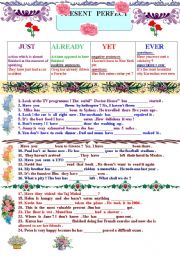 English Worksheet: PRESENT  PERFECT  with   already , ever just  , yet 