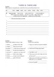 English Worksheet: TEHERE IS, THERE ARE