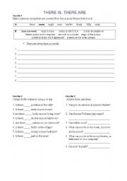 English worksheet: TEHERE IS, THERE ARE