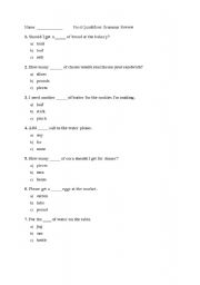 English Worksheet: Food Quantifiers