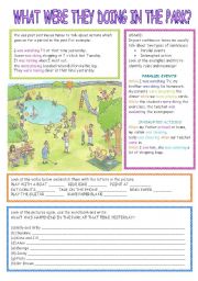 English Worksheet: What were they doing in the park?:past continuous