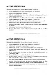 English Worksheet: aliens