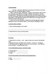 English worksheet: Nice easy comprehension sheet