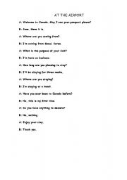 English worksheet: At the airport