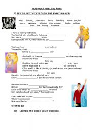 English worksheet: SONG: HEAD OVER HEELS