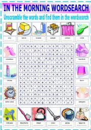 English Worksheet: IN THE MORNING WORDSEARCH