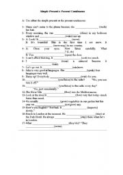 English Worksheet: Simple Present x Present Continuous