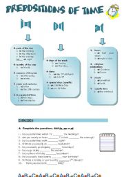 English Worksheet: Prepositions of time