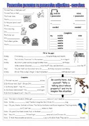 English Worksheet: Possessive pronouns or adjectives?