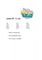 English worksheet: Consonants-sound /z/
