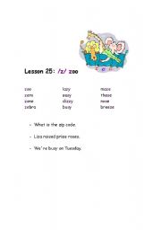 English Worksheet: Consonants-sound /z/