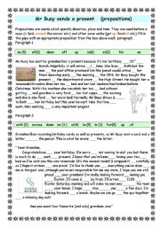 English Worksheet: Mr Busy sends a present   (PREPOSITIONS)