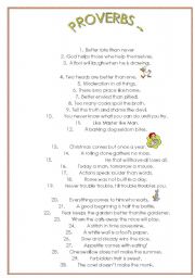 PROVERBS- PROVERB ACTIVITY