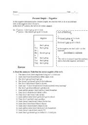 English worksheet: Present Simple negative