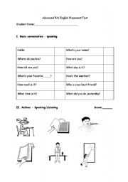 English worksheet: Elementary-level Assesment (5/6)