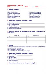 English Worksheet: Verb to be - worksheet