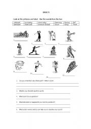 English worksheet: SPORTS