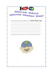 English worksheet: World Water Day Worksheet