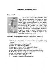 English Worksheet: Reading Comprehension Activity