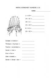 English worksheet: math