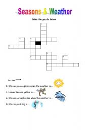 English worksheet: seasons and weather puzzle