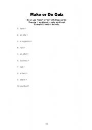 English Worksheet: Make or Do Quiz