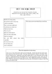English worksheet: Spot the Adjective