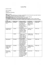 English worksheet: Lesson Plan