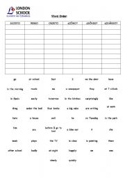 English worksheet: word order