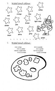 English Worksheet: Read and Colour