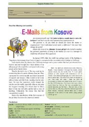 English Worksheet: Test - E-mails from Kosovo