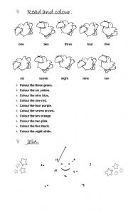 English Worksheet: Read and colour the birds