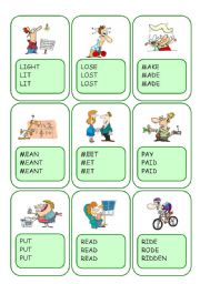 English Worksheet: Irregular Verbs Card Game / Part 7