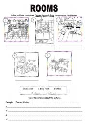 English Worksheet: Rooms