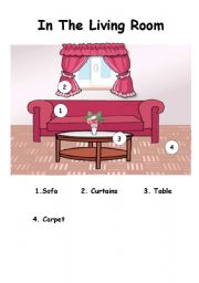 English Worksheet: IN THE LIVING ROOM THERE IS...