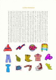 English Worksheet: Clothes Wordsearch