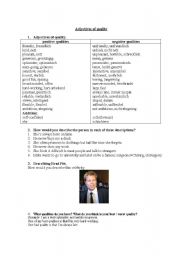 English worksheet: Adjectives of quality