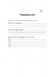 English worksheet: Figurative Language in the poem 