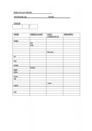 English worksheet: IRREGULAR VERBS - TEST