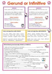 English Worksheet: Gerund and Infinitive