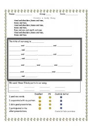 English worksheet: Create a Body Song