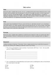 English worksheet: daily routines