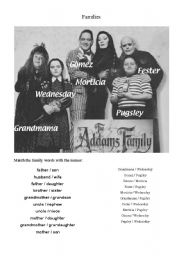 Addams Family worksheet