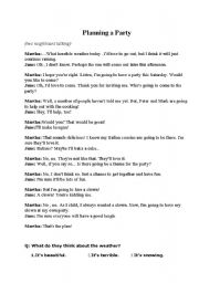English worksheet: planing a party