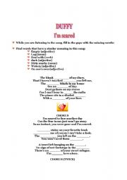 English worksheet: SONG BY DUFFY- IM SCARED