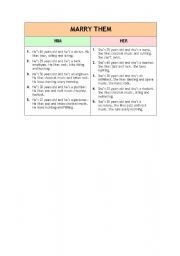 English worksheet: Marry them