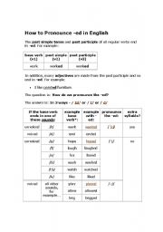 English worksheet: Regular Verbs in the Past-Pronounciation