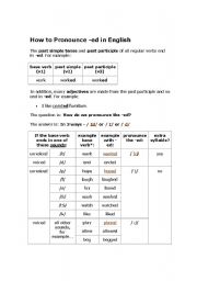 English Worksheet: Regular Verbs in the Past-Pronounciation