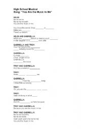 English Worksheet: High School Musical song lyrics