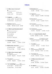 English Worksheet: Colours